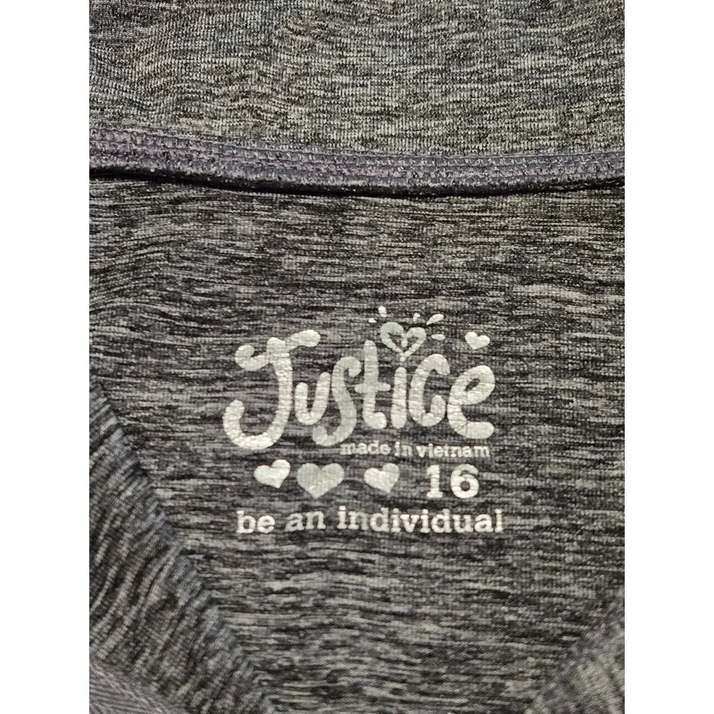 Justice Girls 16 Gray Space Dye Quarter Zip Long Sleeve‎ Thumbholes Active Top